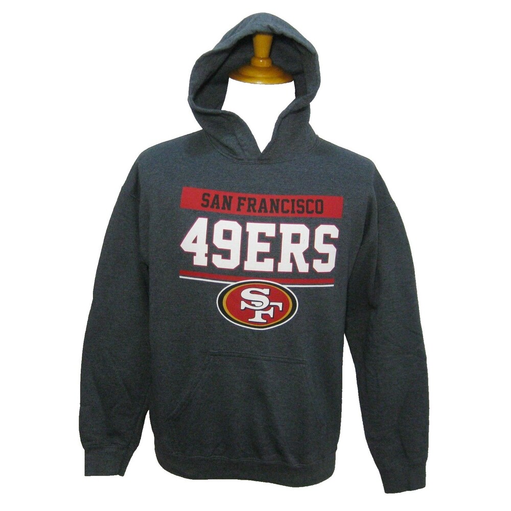 San Francisco 49ers Hoodie Mens Medium Gray Hooded Sweatshirt NFL Football